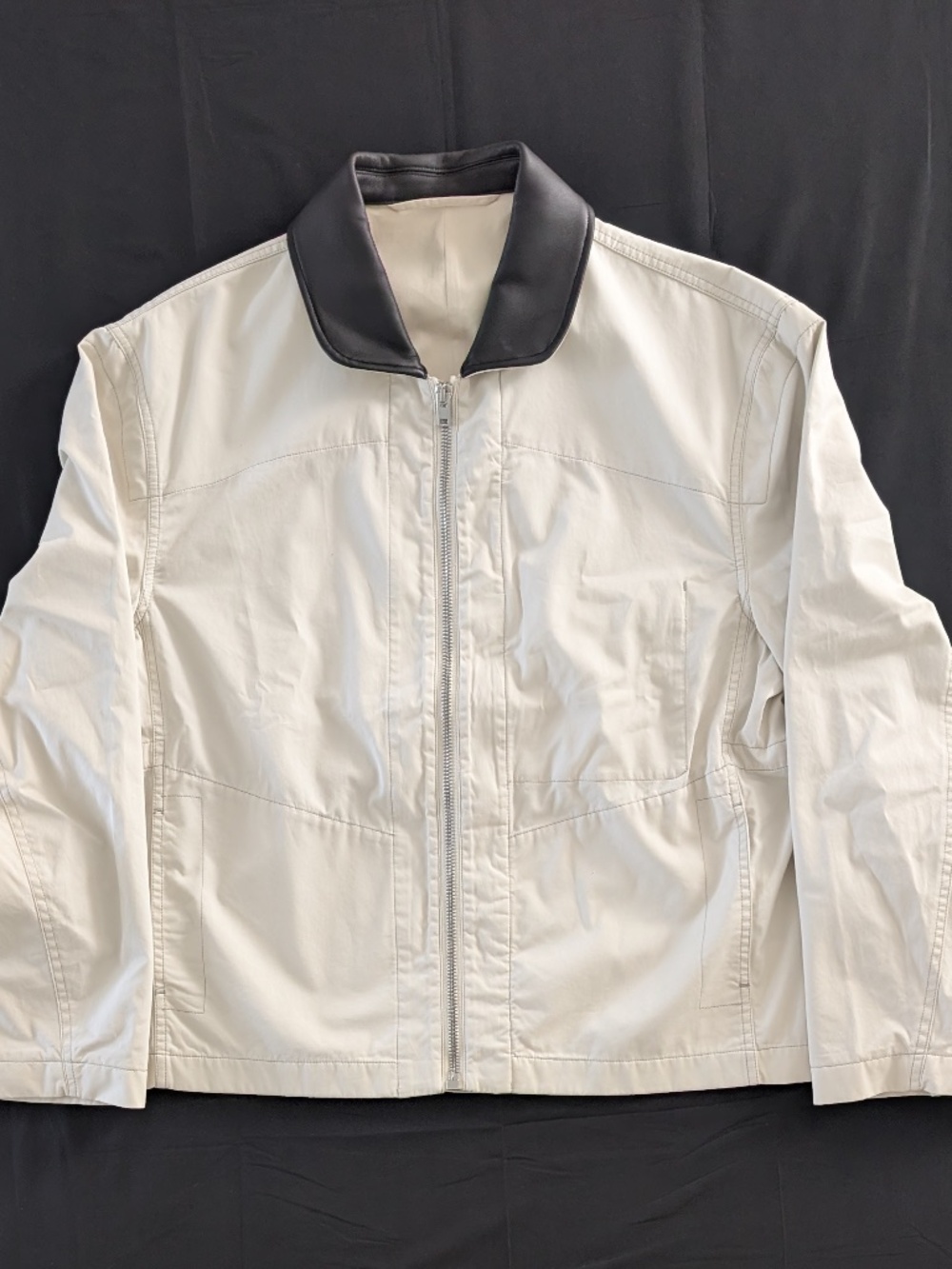 LEMAIRE Leather Collar Blouson Jacket Rice Powder Cream White XL 1295 NWT Unisex